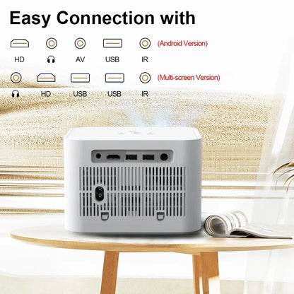 Cinematic Portable Projector with 5G WiFi and Android OS for Immersive Home Entertainment