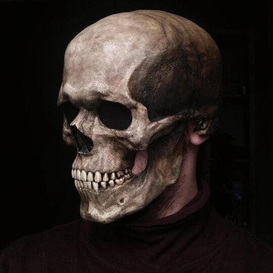 Bone-Chilling Full Head Skull Helmet with Movable Jaw - Premium Halloween Disguise