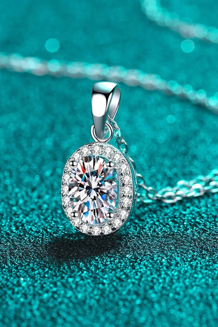 Elegant 1 Carat Moissanite Pendant Necklace in 925 Sterling Silver with Rhodium Plating, Crafted in Aotearoa