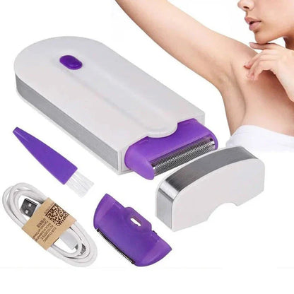 2-in-1 electric epilator with instant sensor light for painless, efficient hair removal on legs, underarms, bikini line, and face