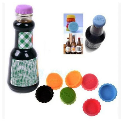 Assortment of colourful silicone wine bottle caps in red, blue, green, yellow, purple, and pink shades, designed to preserve freshness and add a touch of Kiwi style to your home.