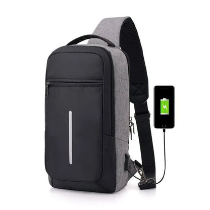 Traby Hand Anti-Theft Chest Bag with USB Charging Port in Black, Navy, and Grey colors