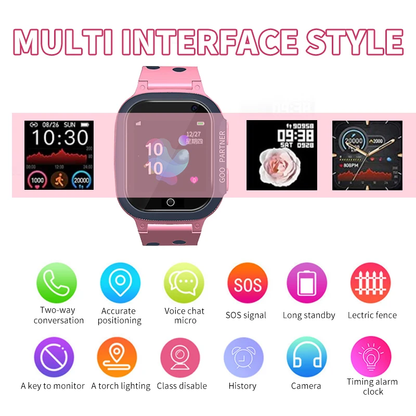 Advanced Kids GPS Smartwatch with GPS Tracking, SOS, and Waterproof Design for Active Kiwi Children