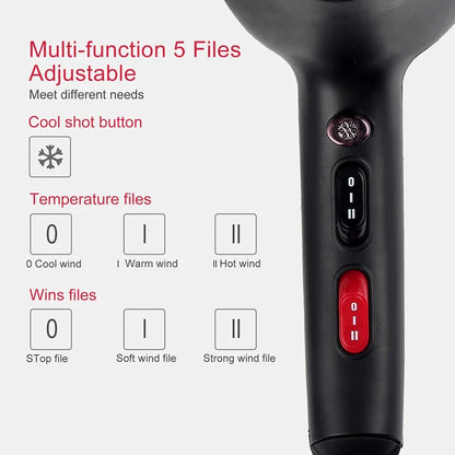 2400W professional hair dryer with hot and cold air settings, long power cord, and versatile styling options for salon-quality results at home