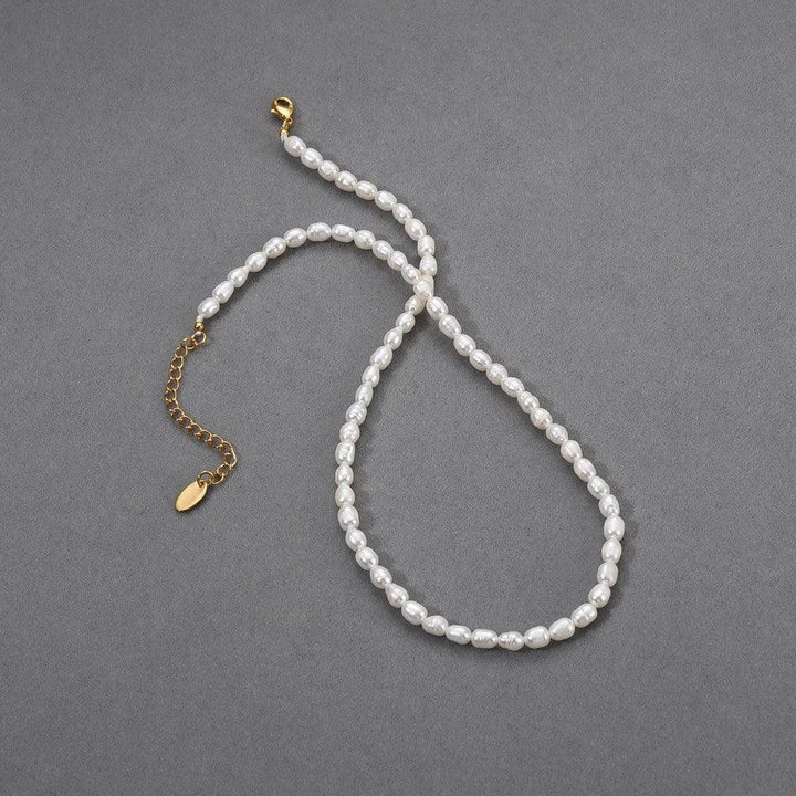 Trendha Natural Freshwater Pearl Necklace with Adjustable 18K Gold-Plated Chain