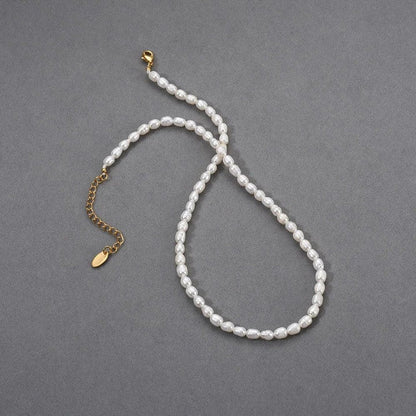 Trendha Natural Freshwater Pearl Necklace with Adjustable 18K Gold-Plated Chain