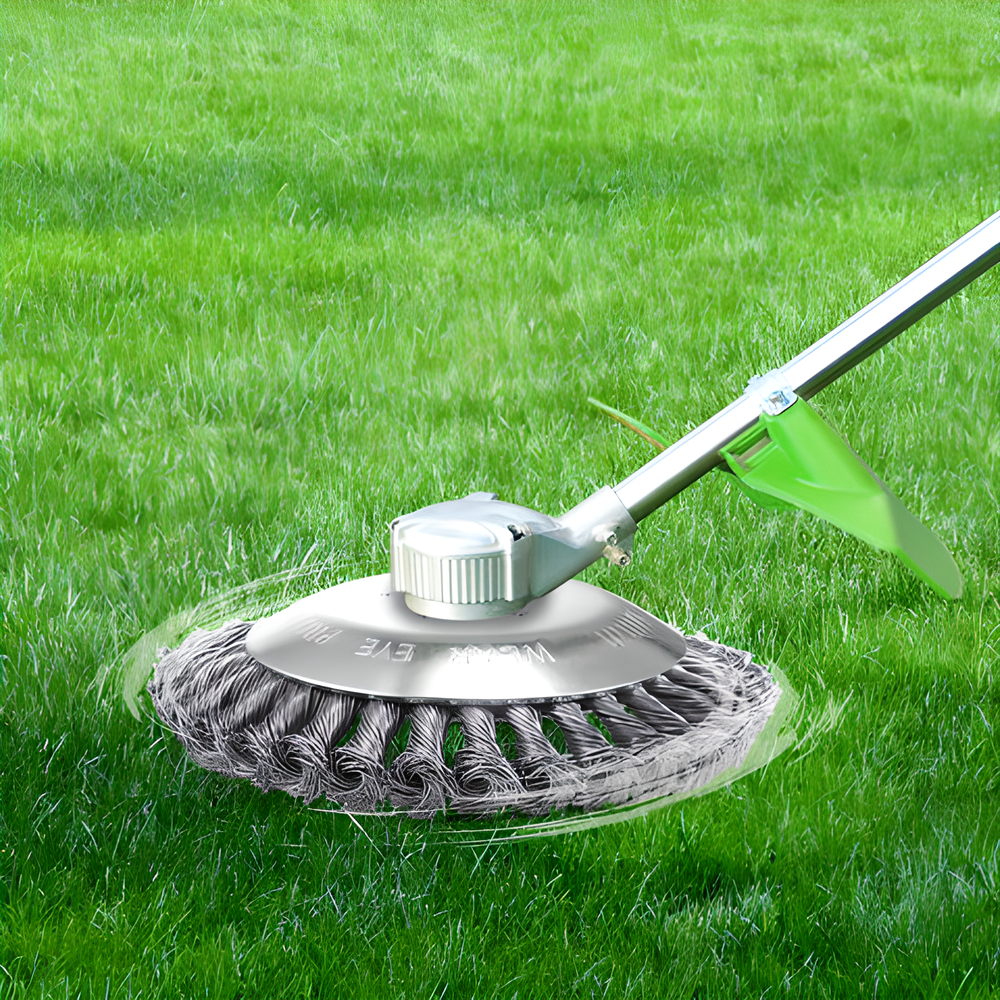 Unbreakable steel wire grass trimmer head with 360-degree cutting coverage for efficient lawn maintenance in New Zealand