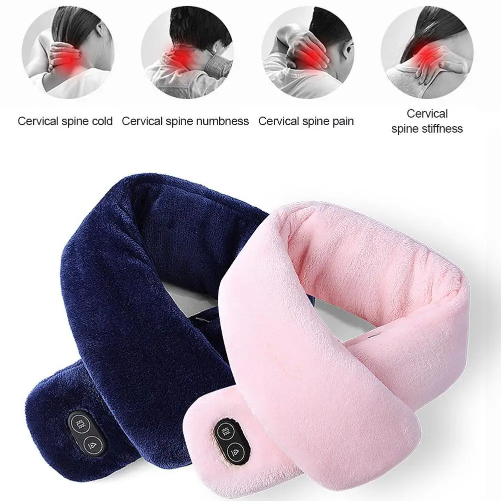 USB-powered heated winter scarf with fleece fabric, adjustable heat and massage settings for warmth and comfort in cold New Zealand weather