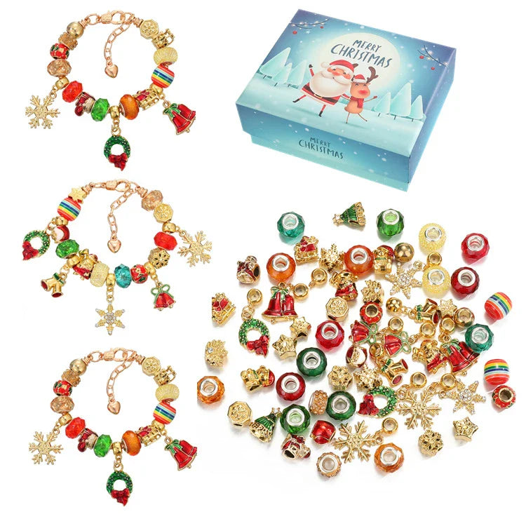 Alloy Christmas beads in a variety of festive colours, perfect for DIY holiday crafts and decorations.