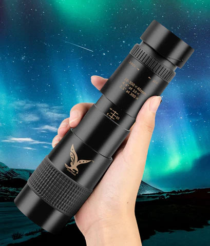 A premium super telephoto zoom monocular telescope with 10-300x optical zoom, advanced stabilisation, and night vision for capturing distant worlds in stunning detail