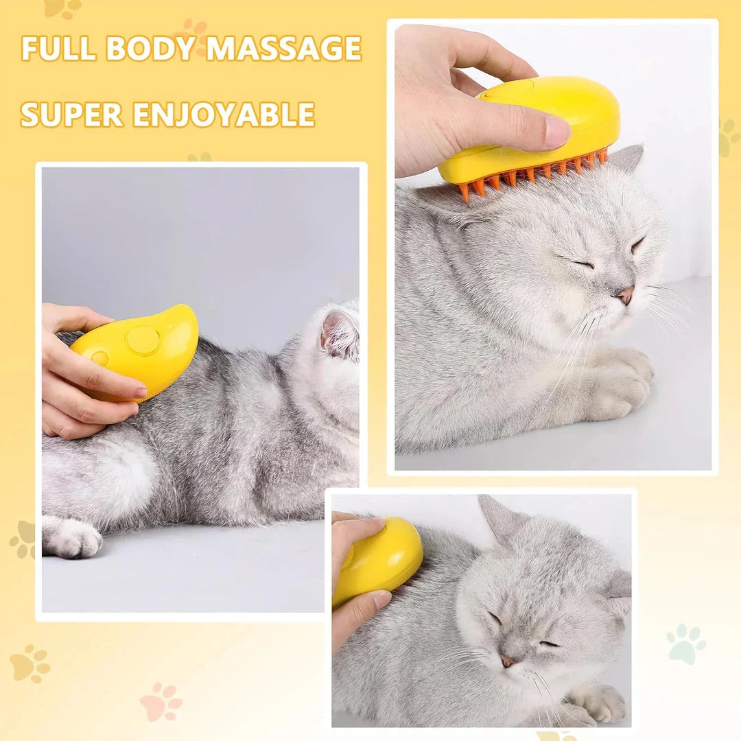 3-in-1 Electric Spray Cat Brush with Cute Mango Design, Ideal for Grooming Cats and Dogs Year-Round