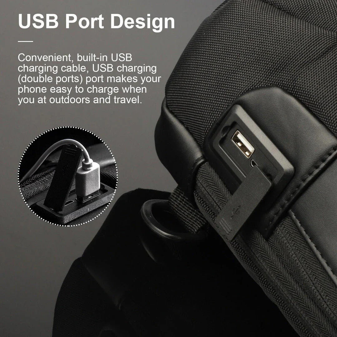 Durable waterproof crossbody bag with anti-theft features, USB charging, and spacious storage