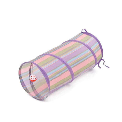 Collapsible cat tunnel made of durable, lightweight cloth for hours of feline fun and exercise