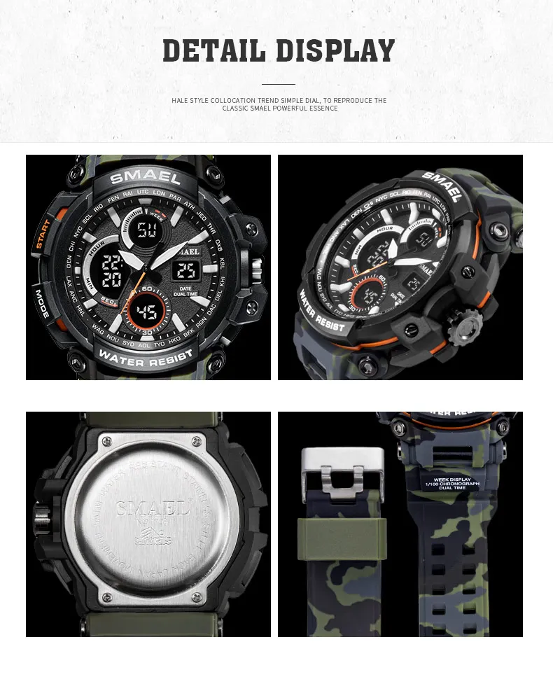 SMAEL Lagoon Edition Waterproof Shockproof Tactical Watch with Camouflage Design