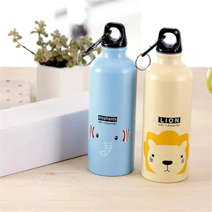 A premium water bottle made of stainless steel with a unique animal print design, perfect for eco-conscious Kiwis on the go.