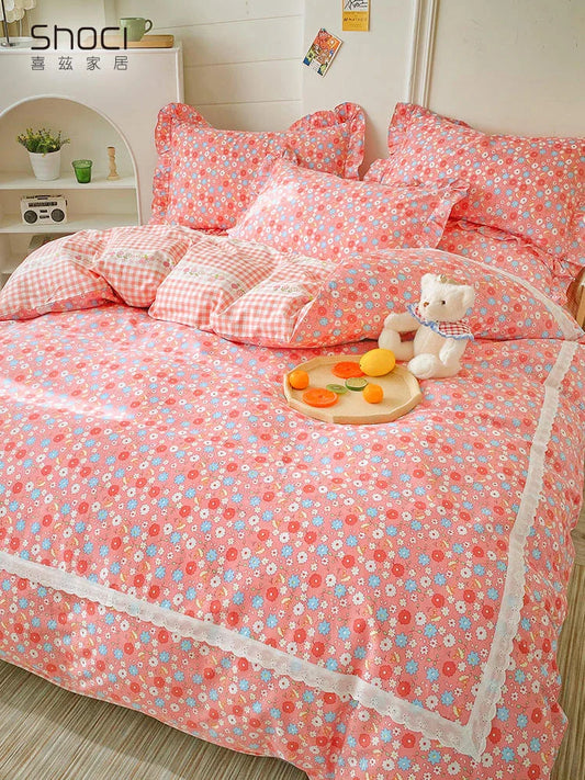 Premium cotton 4-piece duvet set with heart-inspired pattern, available in a range of Kiwi-friendly sizes