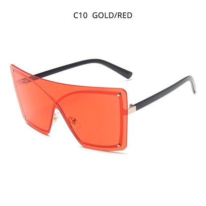 Fashionable Oversized Flat Top Sunglasses with a sleek, rimless design and gradient lenses for style and UV protection