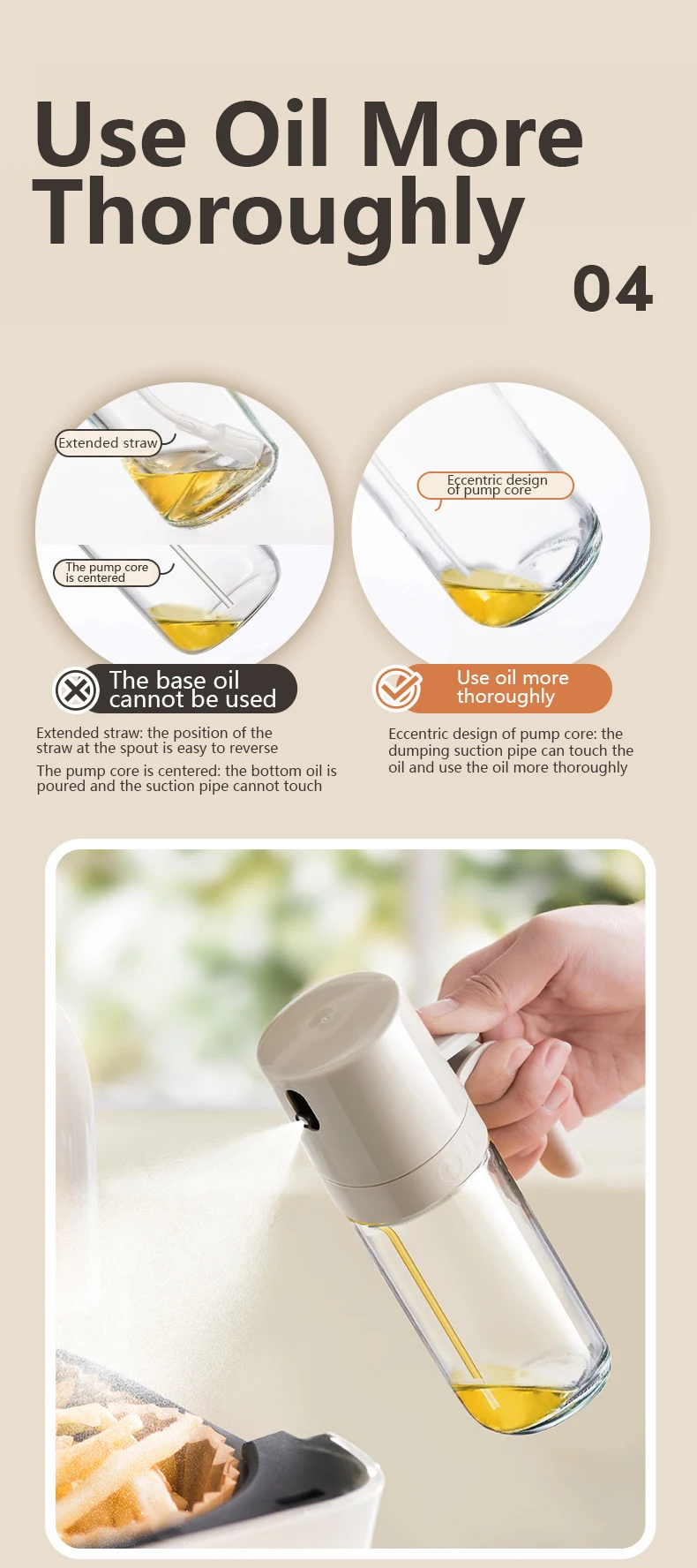 Versatile high-performance cooking oil sprayer made from durable borosilicate glass for precise oil misting and easy cleaning