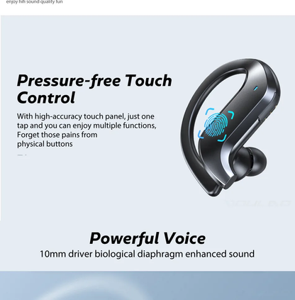 VOULAO TWS 9D Audio Wireless 5.0 BT Sporty Earphones with Charging Case - Available in Black, Blue, and White