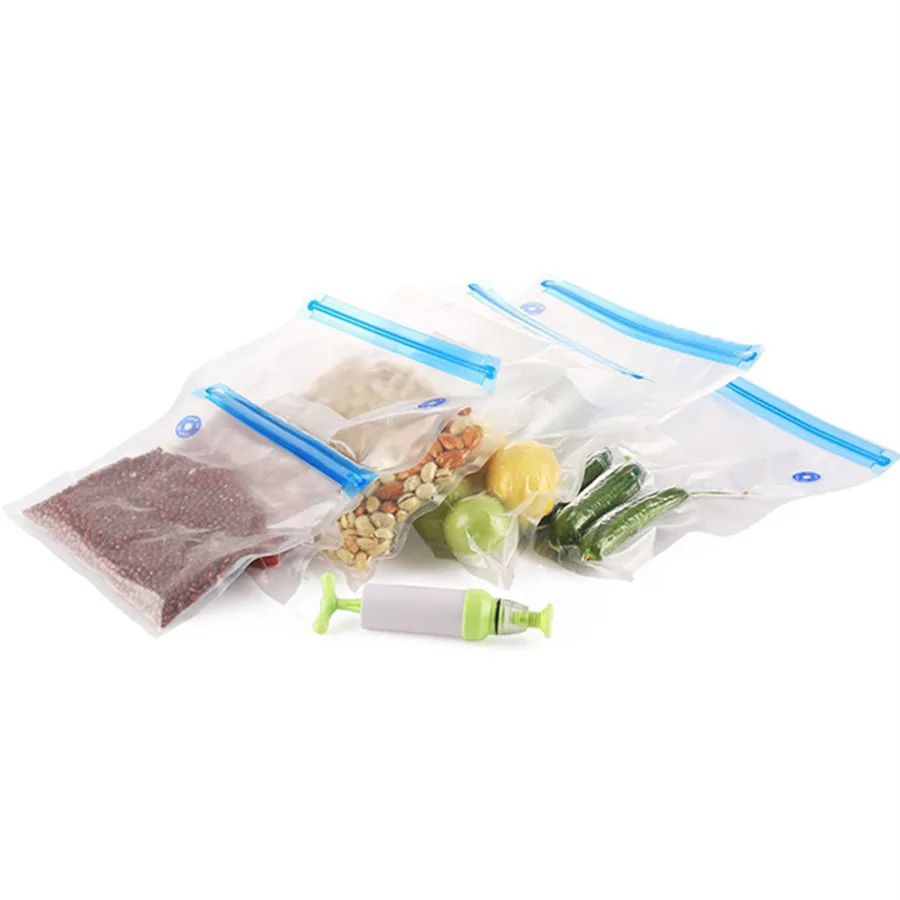 AlwaysFresh™ Vacuum Sealed Bags & Pump set with 5 different sized airtight storage bags and a compact, cordless vacuum pump