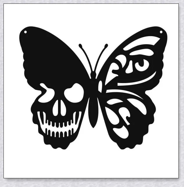 Captivating Halloween Butterfly Iron Wall Art Decoration with Striking Skeletal Wing Patterns