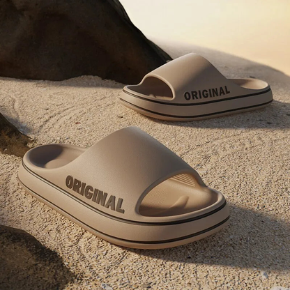 Thick-Sole Summer Jandals in various colours, offering ergonomic design, flexible cushioning, and anti-slip properties for comfortable and stylish wear.