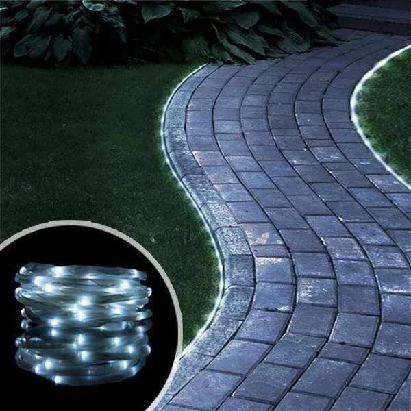 40ft solar-powered garden pathway lights illuminating a lush Kiwi backyard with flexible, weather-resistant design