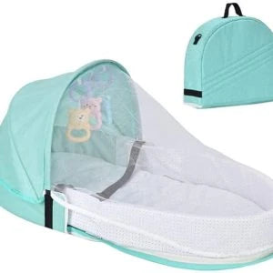 Portable Baby Bed with Mosquito Net and Sun Canopy for Safe and Comfortable Travel with Kiwi Families