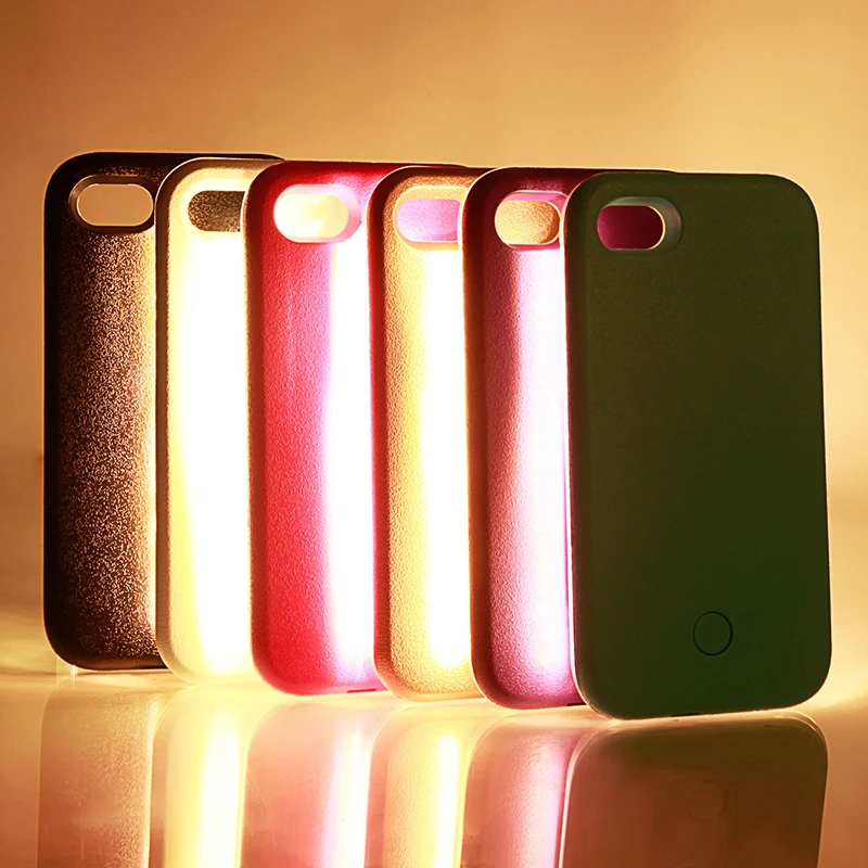 Selfie LED Glowing Phone Case in White, featuring a built-in LED lighting system for flattering selfie lighting