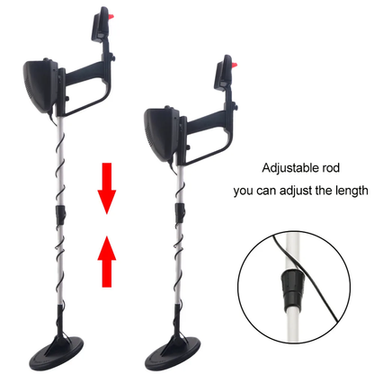 Rugged underground metal detector with adjustable height and visual indicators for detecting coins, jewellery, and other metal objects in New Zealand terrain