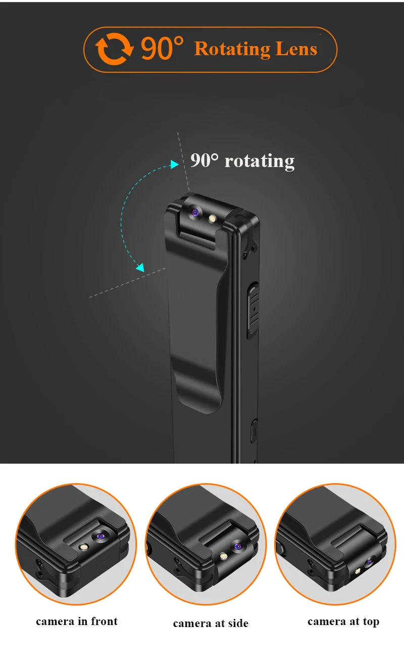 Vandlion HD Motion Detection Portable Micro Magnetic Body Camera with 1080p recording, 90-degree rotating lens, and motion detection capabilities