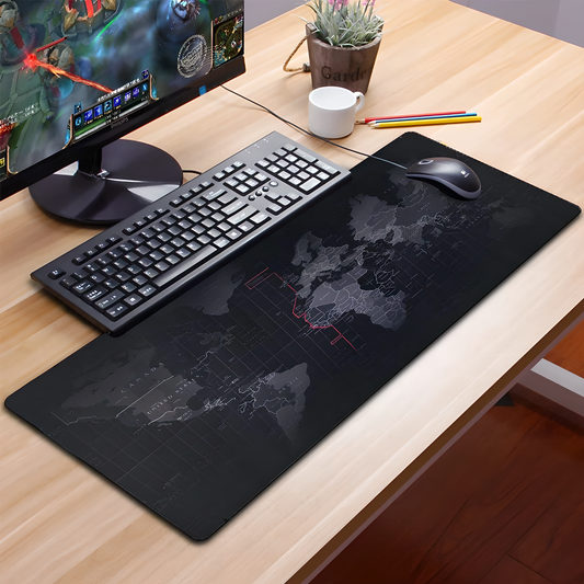 Oversized world map mouse pad with anti-slip base for smooth and precise control in the New Zealand market