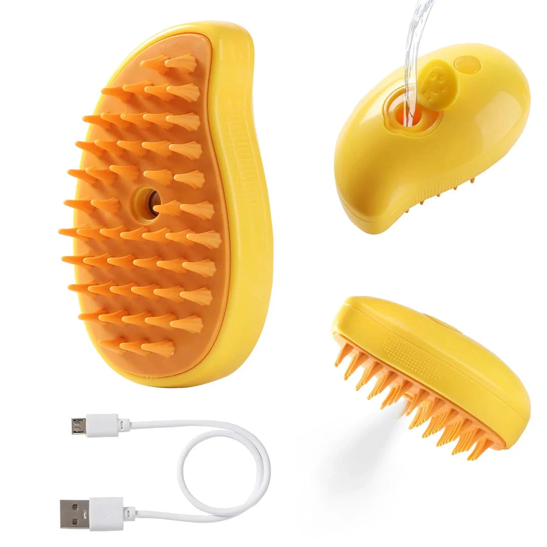 3-in-1 Electric Spray Cat Brush with Cute Mango Design, Ideal for Grooming Cats and Dogs Year-Round