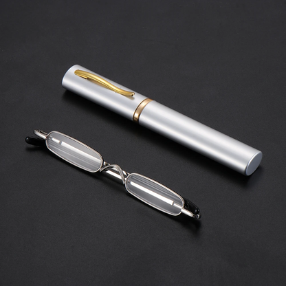 Stylish metal reading glasses with a premium tube case, available in various metallic shades to suit the modern Kiwi lifestyle.