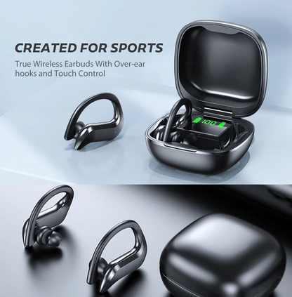 VOULAO TWS 9D Audio Wireless 5.0 BT Sporty Earphones with Charging Case - Available in Black, Blue, and White