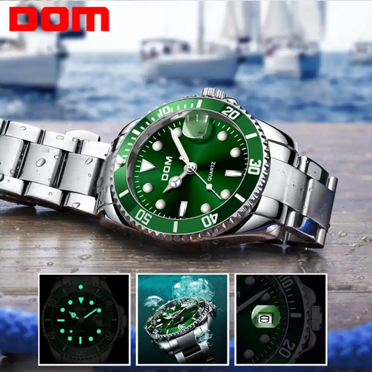 Water Ghost DOM Luxury Watch for Kiwi men with mineral glass lens, stainless steel strap, and 30-metre waterproof rating