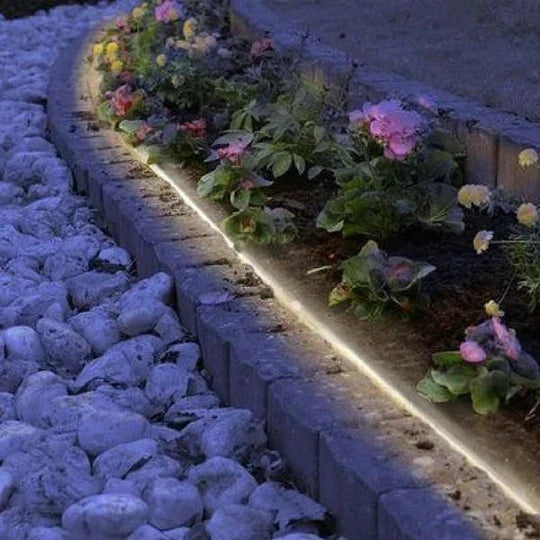 40ft solar-powered garden pathway lights illuminating a lush Kiwi backyard with flexible, weather-resistant design