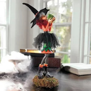 Enchanting Witch Figurine, a captivating tabletop decoration for Kiwi Halloween celebrations