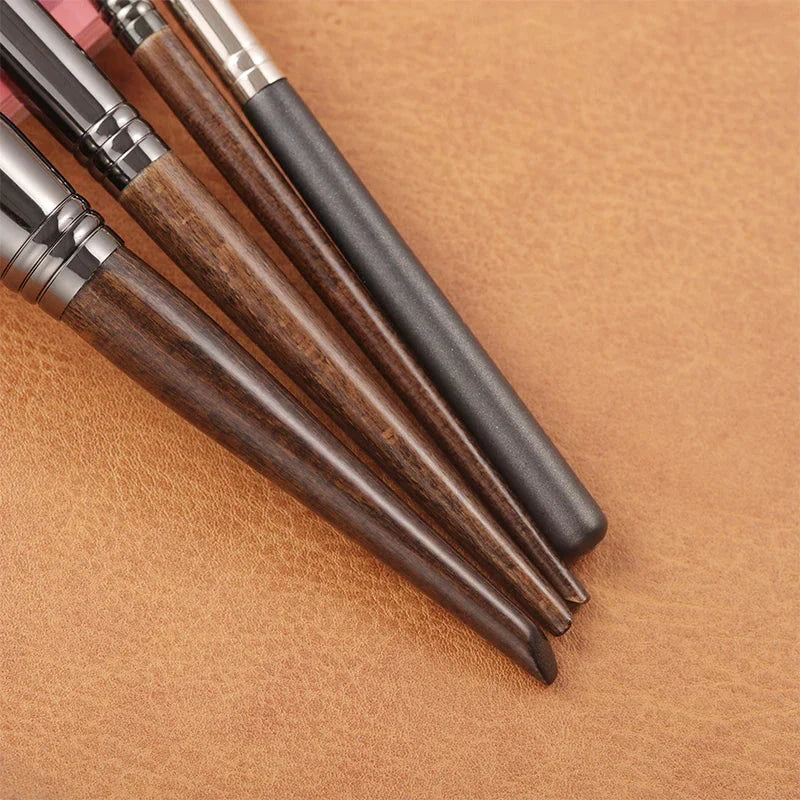 4-in-1 Professional Makeup Brush Set with Synthetic Fibers and Wooden Handles