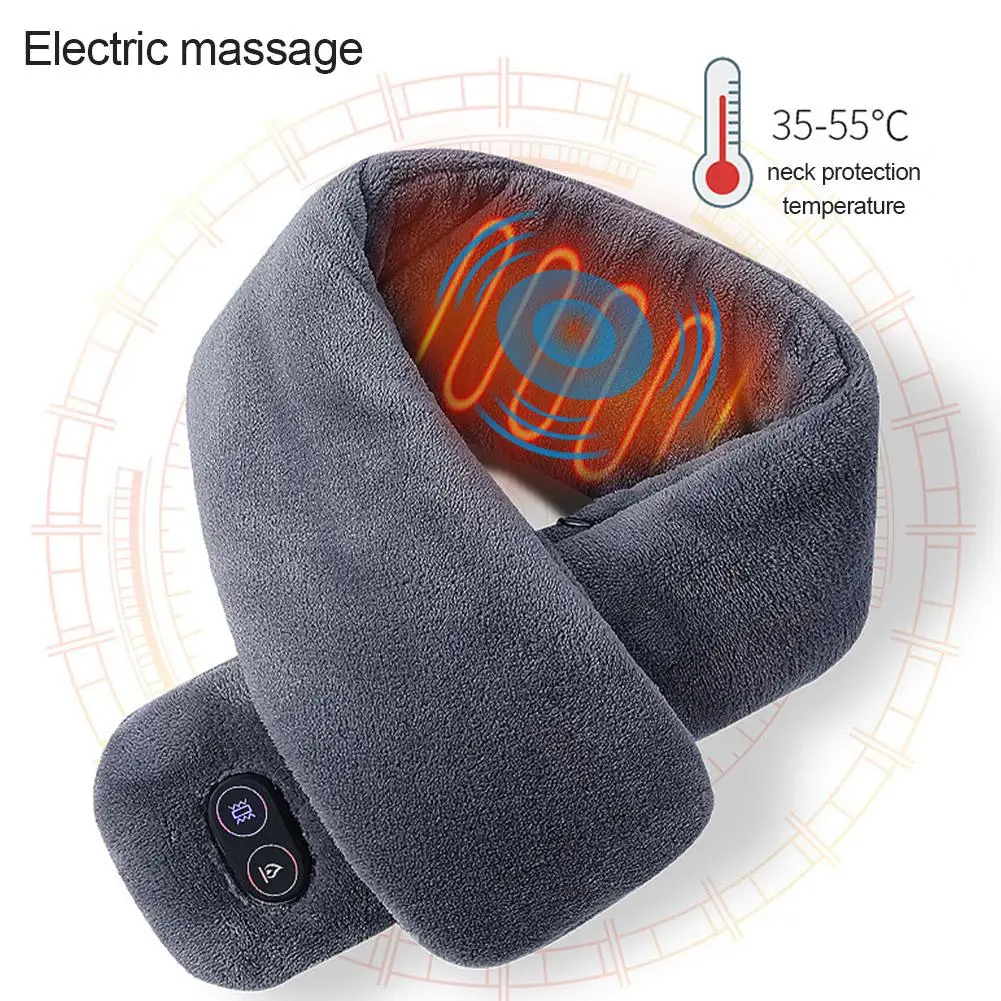 USB-powered heated winter scarf with fleece fabric, adjustable heat and massage settings for warmth and comfort in cold New Zealand weather