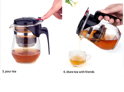 Elegant Japanese Glass Teapot with advanced filtering system, ergonomic handle, and range of sizes to suit individual or group tea servings