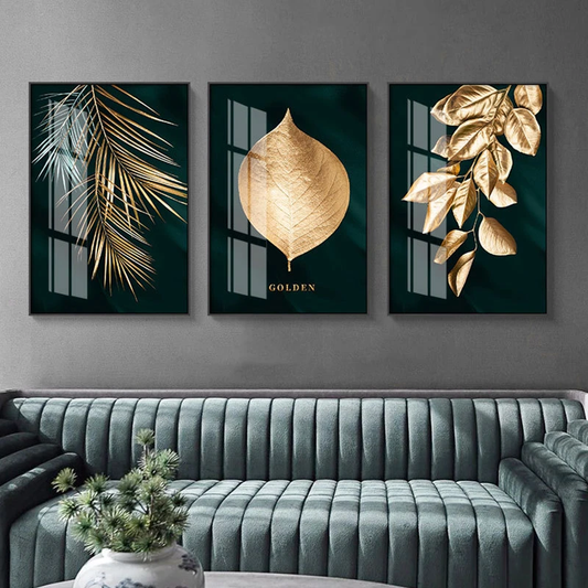 Captivating abstract canvas with golden leaves, perfect for adding nature-inspired elegance to your home decor