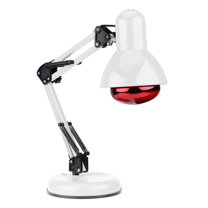 A therapeutic infrared lamp with a light bulb, designed to provide natural health benefits through infrared light technology.