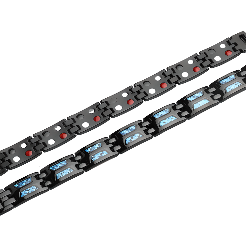 Titanium 4-in-1 Magnetic Energy Wellness Bracelet with powerful magnets, negative ions, and far infrared technology for pain relief and overall wellness