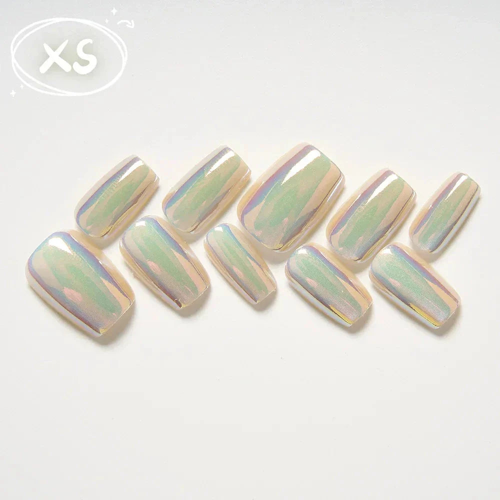 Metallic Mirror Press-On Nails - Short Square UV Acrylic Fake Nails for a Salon-Quality Manicure