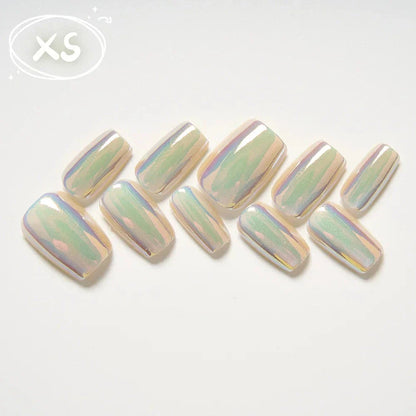 Metallic Mirror Press-On Nails - Short Square UV Acrylic Fake Nails for a Salon-Quality Manicure