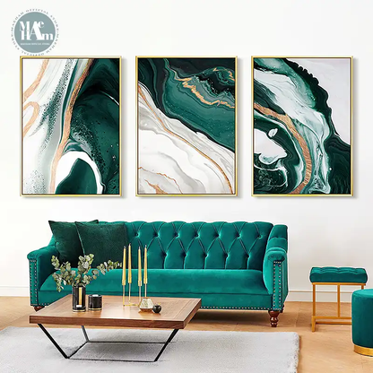 Teal canvas art painting with calming hues that promote mental and spiritual balance