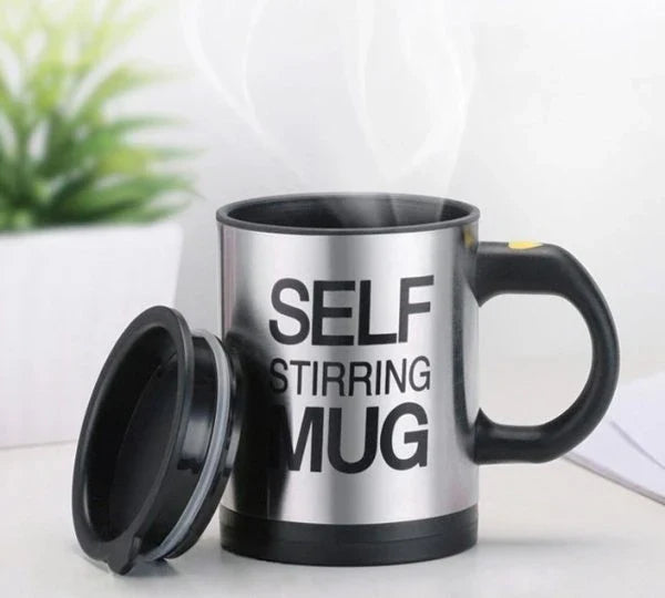 Automatic Stirring Glass Lazy Electric Mug made of premium stainless steel with a leak-proof design and quiet operation for effortless blending of coffee, milk, and other beverages.