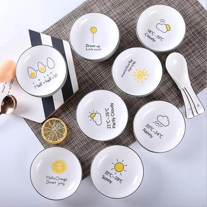 A beautifully designed ceramic sauce dish with a unique and eye-catching pattern, perfect for serving sauces, dips, and condiments.