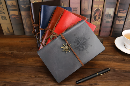 Rustic spiral PU leather journal in various colours, perfect for writing, drawing, and journaling